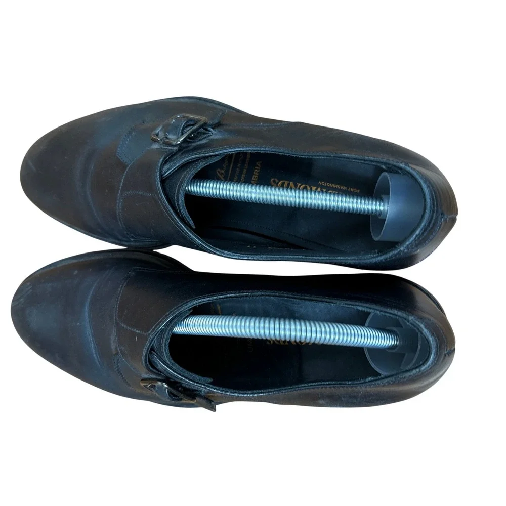 Allen Edmonds Umbria Monk Strap Shoes Mens 11 Black Leather Single Buckle Italy